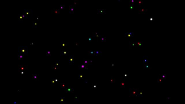 Colorful Glowing Fireflies Floating in Dark Night with alpha channel with Vibrant Flickering Lights Creating a Magical Fantasy Atmosphere