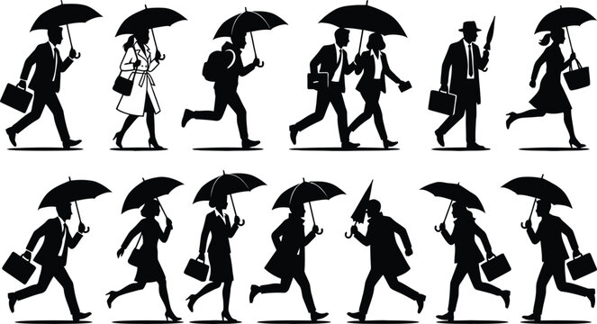People walking with umbrellas in rain