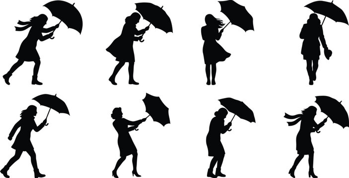 Woman walking with umbrella in rain