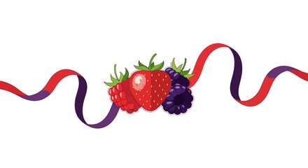 A vibrant berry mix with a flowing ribbon design. © Putiagna