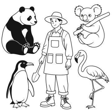 Zookeeper with and animals
