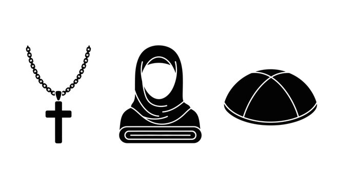 Religious Symbols: Cross, Hijab, and Kippah - Diversity and Faith Icons
