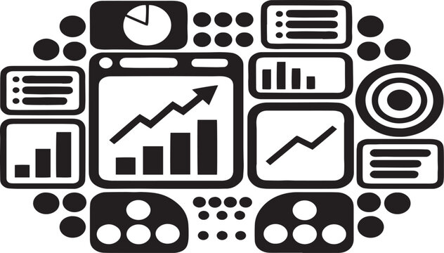 Collection of various business graphs and graph icons