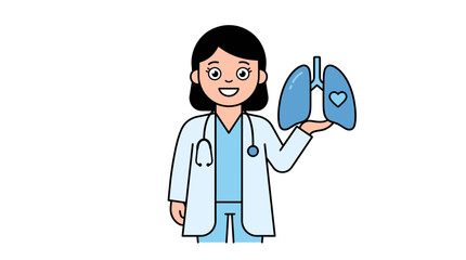 Fototapeta premium Friendly Doctor Holding Lungs with Heart Icon