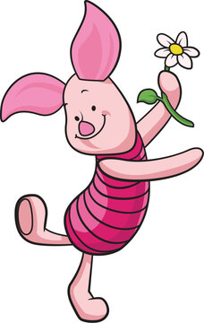 Piglet winnie the pooh cartoon character icon cute dynamic design.eps