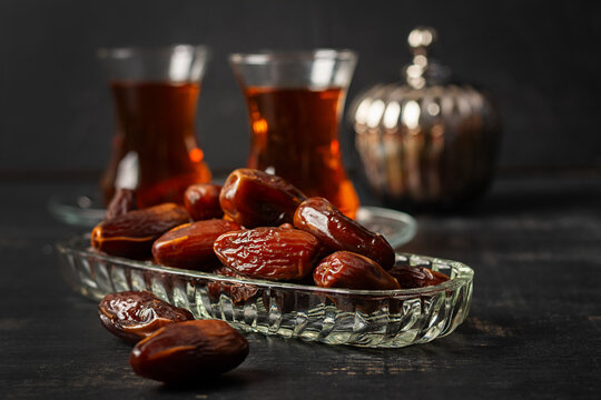 Traditional Ramadan Iftar with Tea and Dates