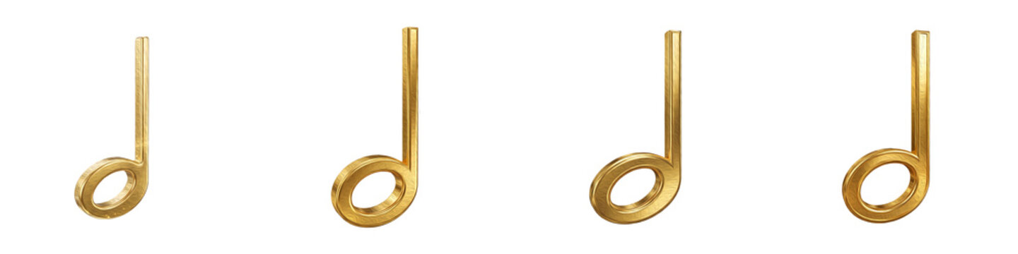 set of the four ( golden half note musical symbols) isolated on withe background PNG image stock''
