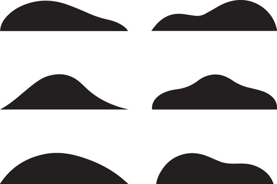 Set of abstract smooth hill and landscape mound silhouette shapes with landscape