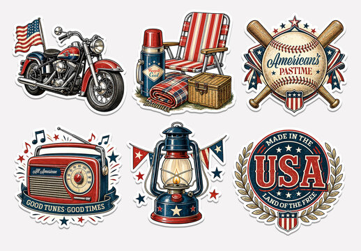 Retro USA Lifestyle Sticker Set