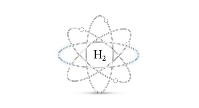 Hydrogen Molecule Atomic Diagram With Two Protons and Electrons on White Background