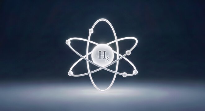 Hydrogen Molecule Model With Atomic Structure and Electron Orbitals
