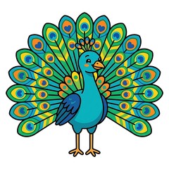 Fototapeta premium Vibrant peacock with colorful feather pattern.