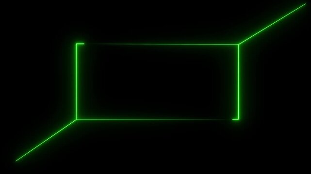 Sci-Fi Neon Rectangle Border for Screen and Presentation Use, Rectangular frame made of two moving neon lights overlay, seamless concert wall neon gradient web animation.