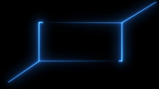 Futuristic Technology Border with Neon Light Effects, Rectangular frame made of two moving neon lights overlay, seamless concert wall neon gradient web animation.