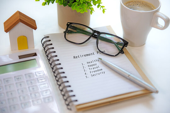 House model  saving for financial wellness and retirement planning of seniors.  Financial Wellness for retirement Concept