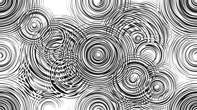 Abstract black and white concentric circles ripple effect pattern