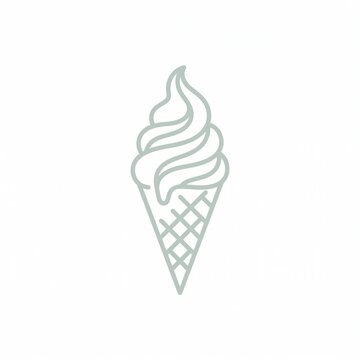 Minimalist Soft Serve Ice Cream Cone Line Art Icon for Dessert Shop Branding and Confectionery Web Design