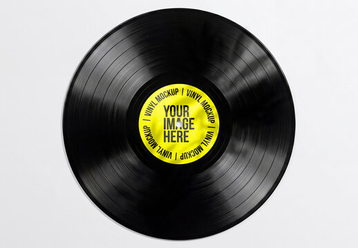 Top View Vinyl Record Label Mockup