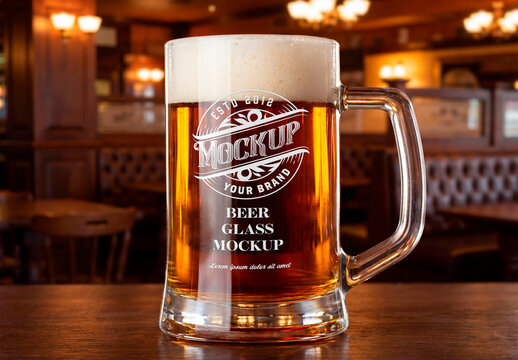 Beer Mug in Pub Mockup