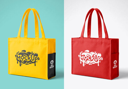 Canvas tote bag mockup blank eco fabric shopper with handles