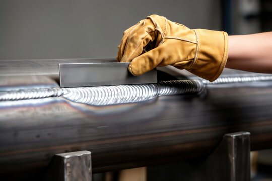 Metal weld quality inspection using a straight edge tool.