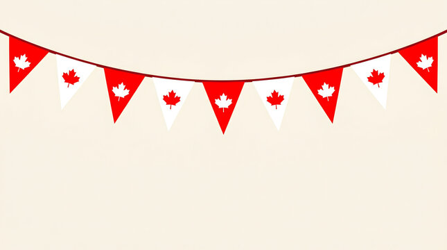 Canadian flags on a string banner.