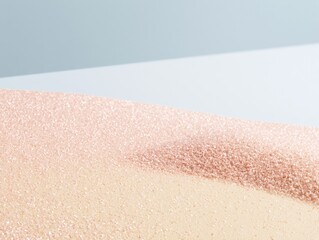 Fototapeta premium Shimmering pink and gold granular landscape with soft shadows and atmospheric light for peaceful abstract background and cosmetic branding
