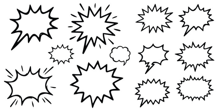 Cartoon comic book speech bubbles and explosion effects