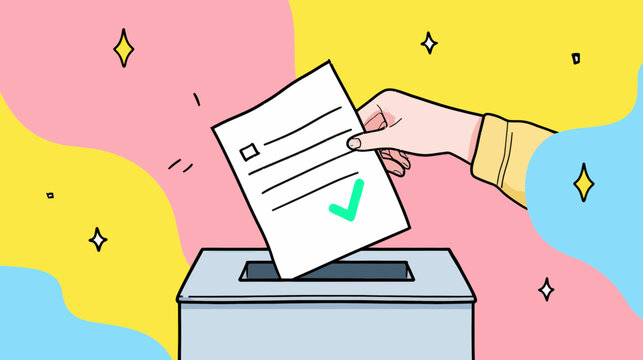Hand submitting marked ballot into voting box