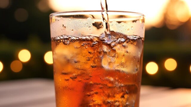 Cold glass of cola with ice cubes isolated on a white background