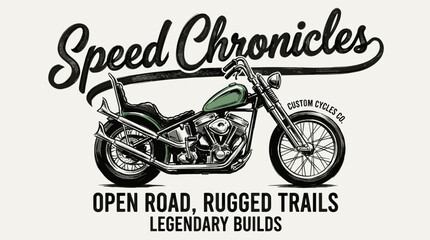 Custom motorcycle design. Speed chronicles vintage art. Biker t shirt. © panji