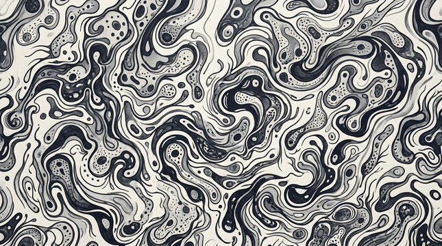 Monochrome abstract organic flowing pattern