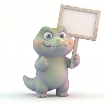3D cute green crocodile character emoticon for chat app sticker - haha