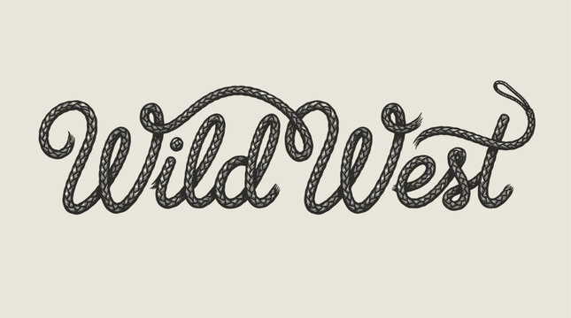Wild West rope typography. Vintage cowboy western design. Retro t-shirt print.
