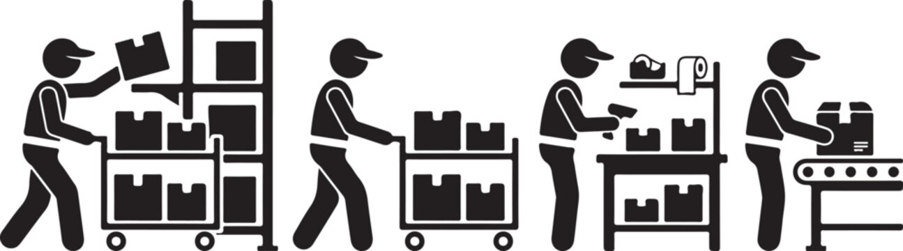 warehouse picker silhouette order fulfillment workflow process