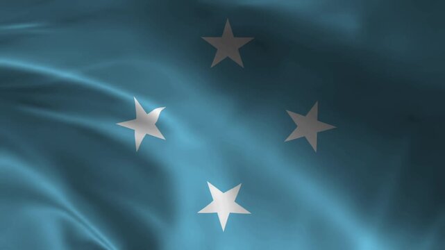Federated States of Micronesia National Flag Waving in Wind Realistic Fabric Texture Background Animation