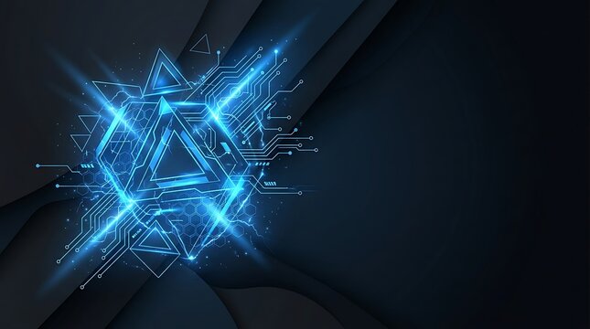 Glowing blue digital technology background with circuit patterns