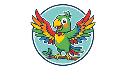 Fototapeta premium Colorful Parrot with Vibrant Feathers Perched on Branch.