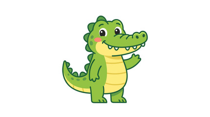 Fototapeta premium Cute Cartoon Crocodile Character with Friendly Expression.