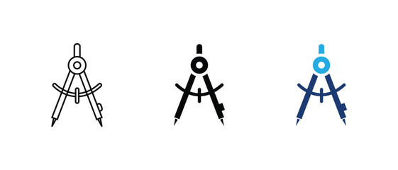 Drawing compass icon, math geometry drafting architecture tool set. vector illustration © AirVictorPro