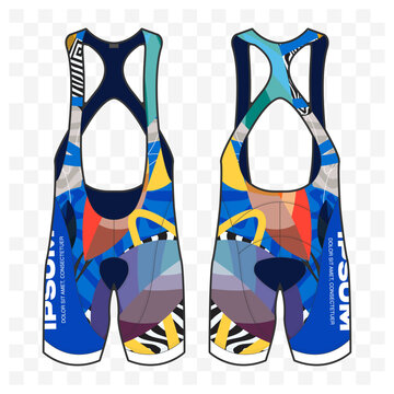 Blue tropical leaf abstract cycling bib shorts uniform template