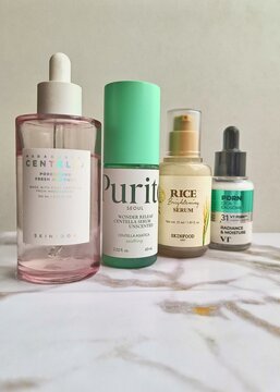 Korean skincare viral face serums for different skin types, skin1004, purito,skinfood, vt cosmetics, exosomes, centella,peptides, pdrn, vegan,rice, antiage, moisturizing