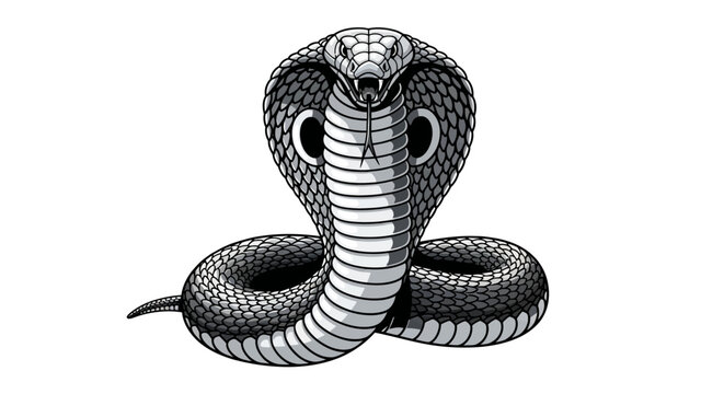 Black and white cobra snake portrait.