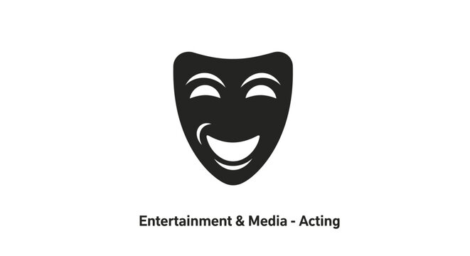 Black comedy theatre acting mask face.