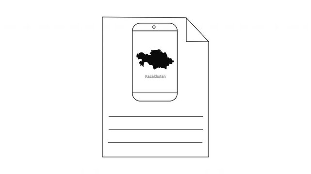 Black ink stain on paper and smartphone screen illustration.