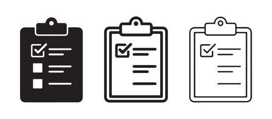 Clipboard icons with checkmarks and lines for notes and tasks  checklist and todo list symbols © Bhuiyan