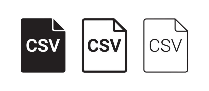 CSV file format icons in different styles on white background  file icons for data exchange and spreadsheet software