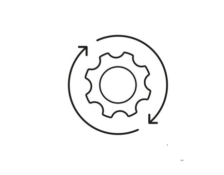 System Settings Configuration Icon with Gear and Circular Sync Arrows Vector Line Illustration Ai agents editable vector lineart icon outline