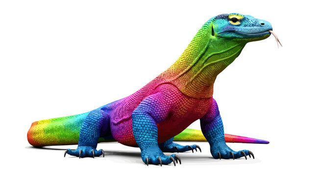 Colorful lizard standing on ground.