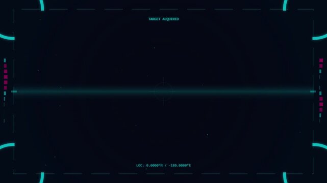 Futuristic Digital HUD Overlay with Scanning Target and Coordinates